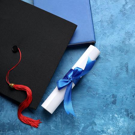 Photo of graduation cap and diploma